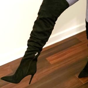 Jessica Simpson JS Ladee Micro Suede over the knee black heel boots. Size 8